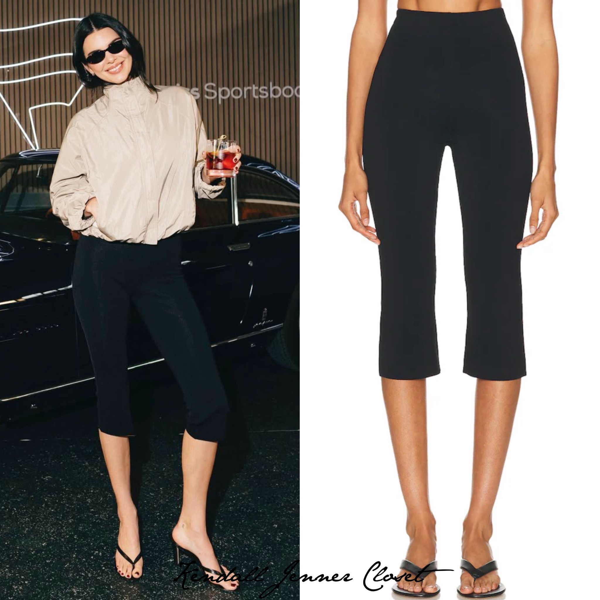 @KendallJenner at the @Fanatics @Obb #Superbowl event in San Francisco, CA. 

#KendallJenner wore the @MaisonAlaia ‘Radzimir Windjacket’ ($2,750) + #Eaves ‘Janith Capri Pant’ ($229) with @TheRow ‘Sacha Thong Sandals’ ($1,030). For accessories she wore some #Vintage @Gucci Sunglasses + @MegaJewelry ‘Half Paper Clip Earring’ ($80) + @TheRow ‘Bourse Clutch Bag’ ($1,590). 🖤