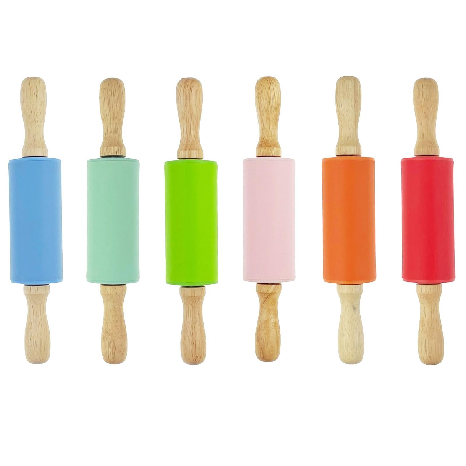 6 Pack Mini Small Rolling Pin 9 Inch Kids Rolling Pin Wooden Handle for Home Kitchen | Amazon (US)