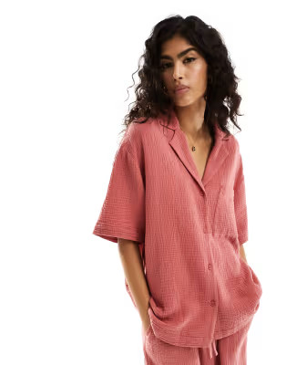 ASOS DESIGN cheesecloth shirt in terracotta | ASOS (Global)