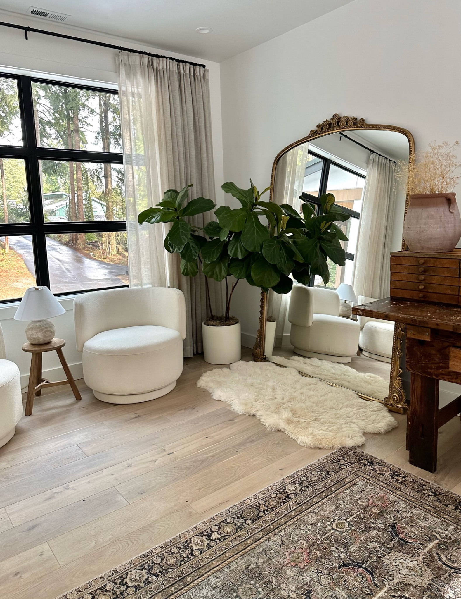 Home office; Anthropologie mirror 
Amazon pleated curtains 

#LTKstyletip #LTKhome