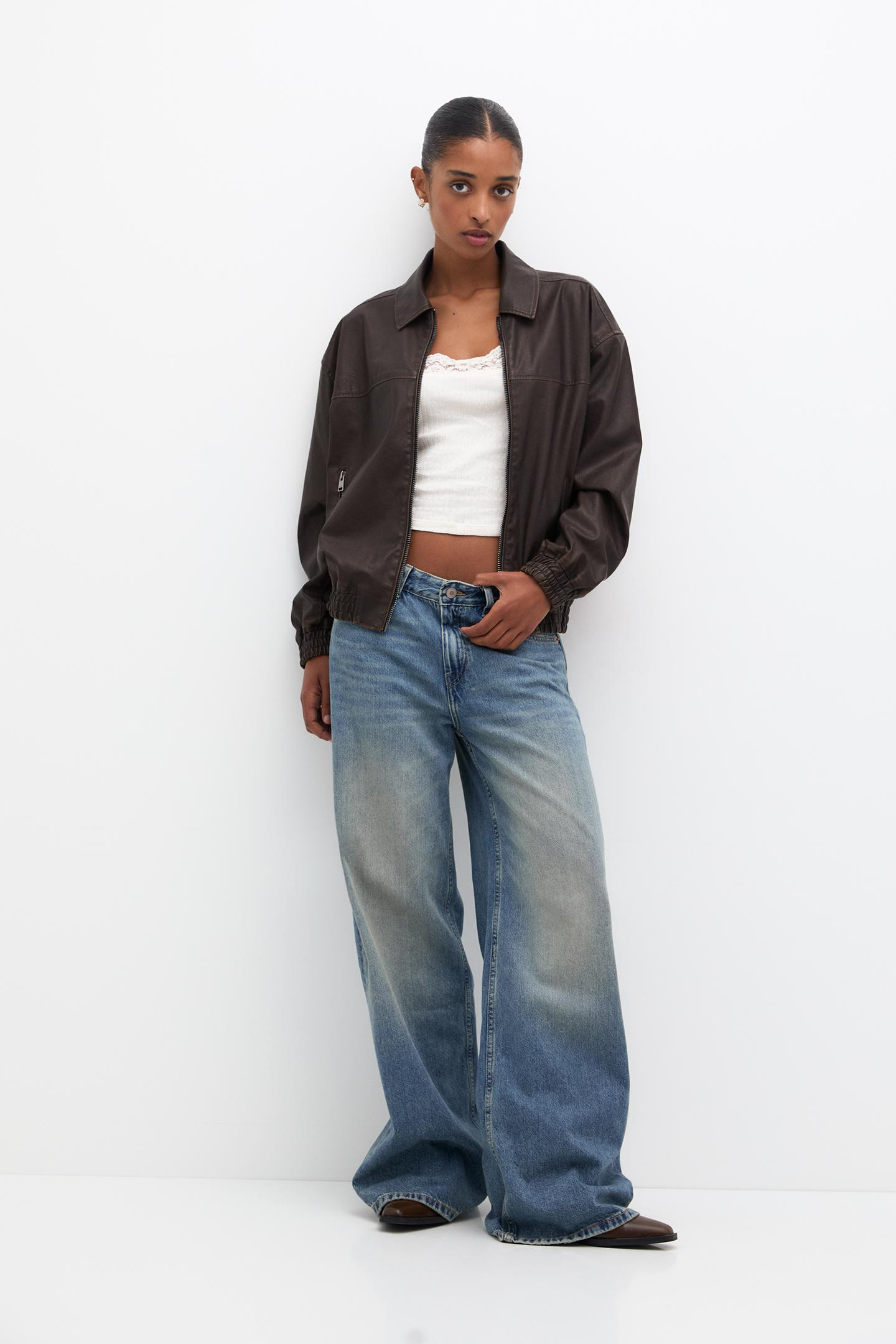 Oversize faux leather jacket | PULL and BEAR UK