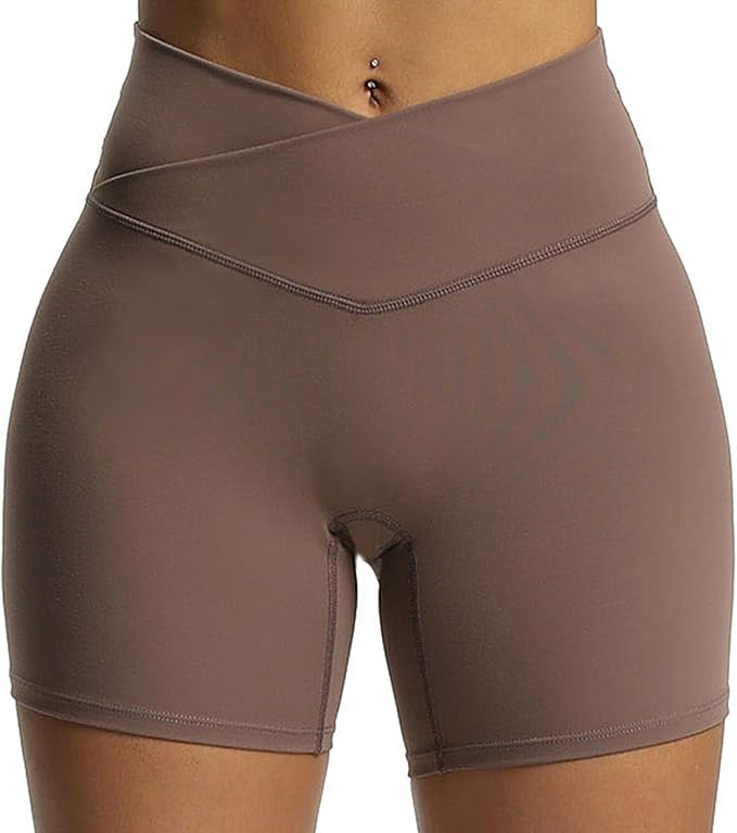 Aoxjox Trinity Workout Biker Shorts for Women Cross-Waist Crossover High Waisted Tummy Control At... | Amazon (US)