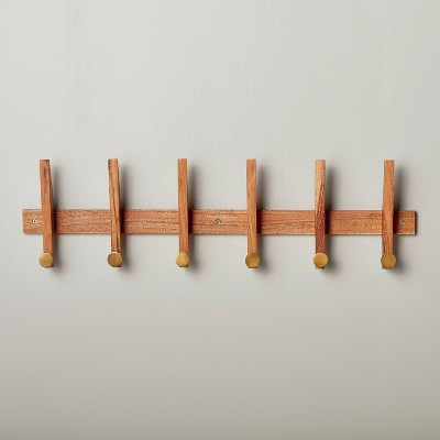 26" Wood & Brass Hook Rail - Hearth & Hand™ with Magnolia | Target