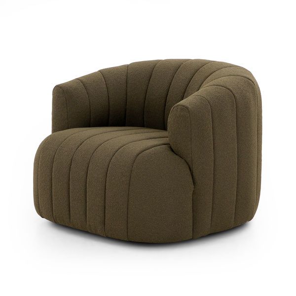 Elliana Fiqa Boucle Swivel Upholstered Olive Accent Chair | Scout & Nimble