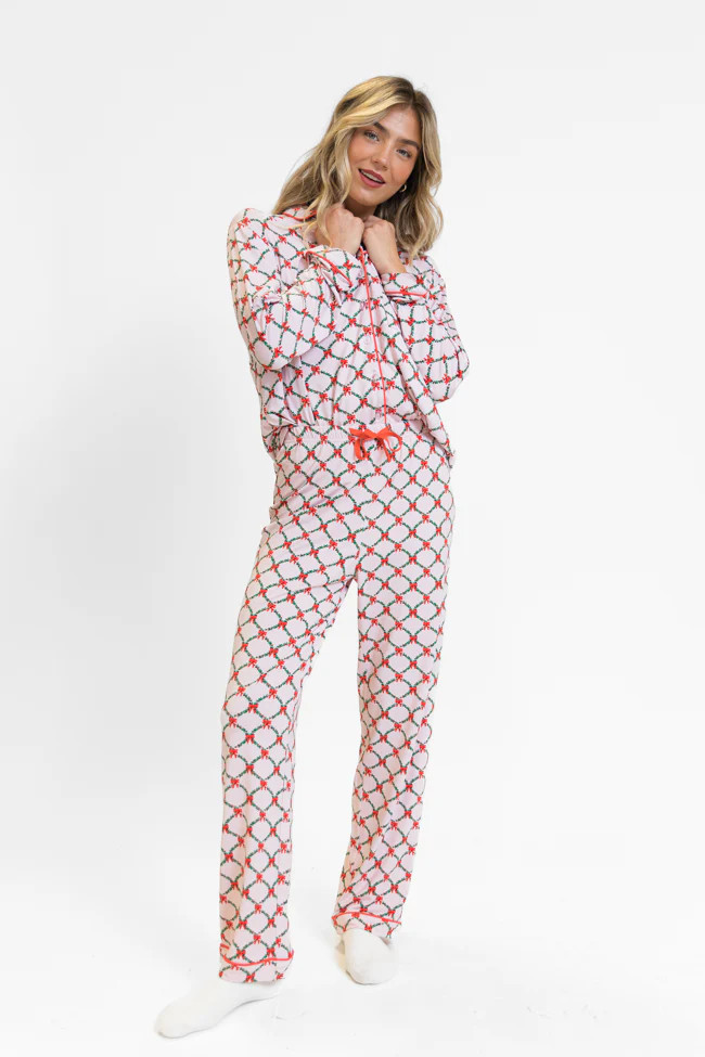 Under The Stars in Ribbons and Garland Bamboo Pajama Pants | Pink Lily
