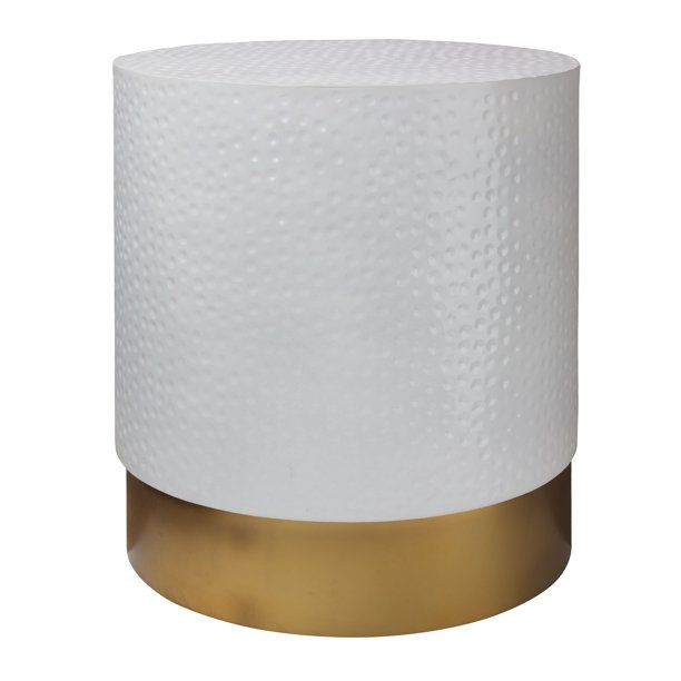 TOV Furniture Dimple White and Gold Round Hand Hammered Side Table | Walmart (US)