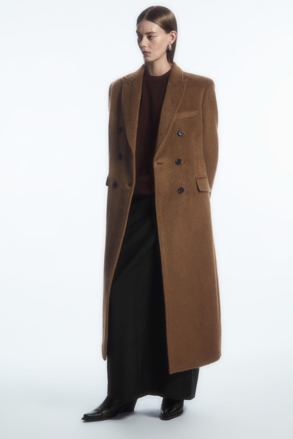 OVERSIZED DOUBLE-BREASTED WOOL COAT - Camel - COS | COS UK