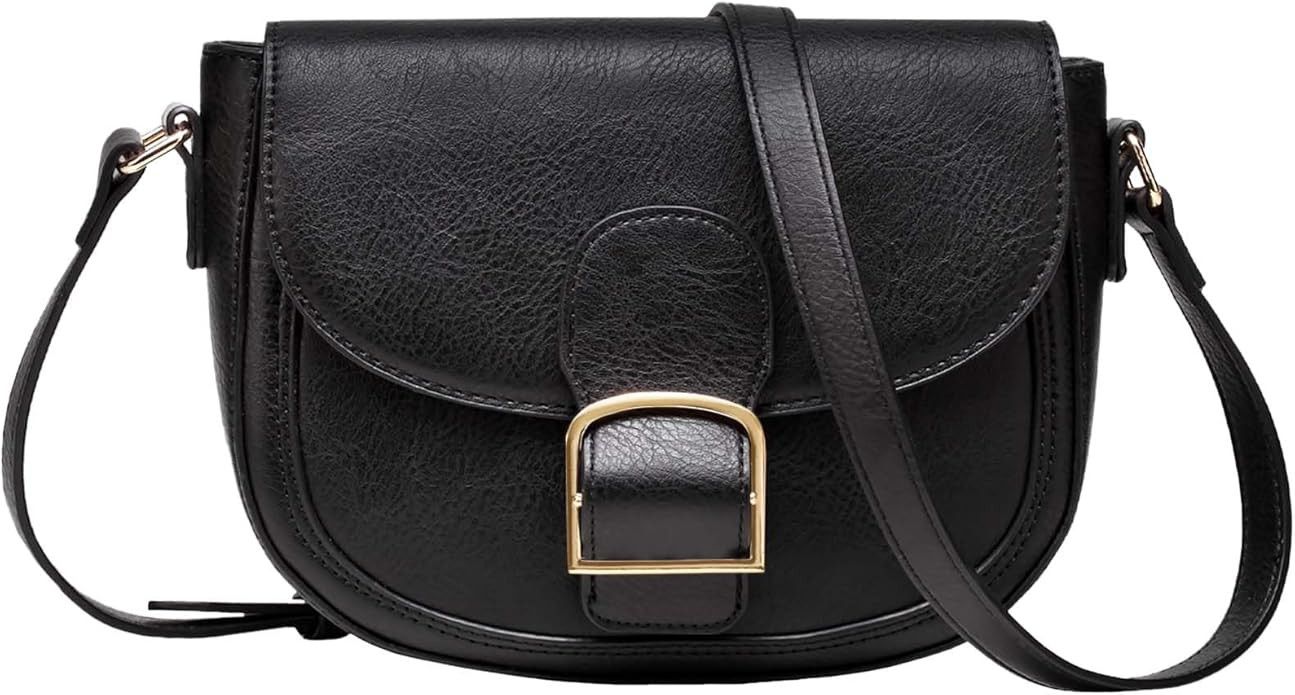 Kasqo Crossbody Bag for Women,Vegan Leather Fashion Small Shoulder Bag Ladies Handbag Saddle Purs... | Amazon (US)