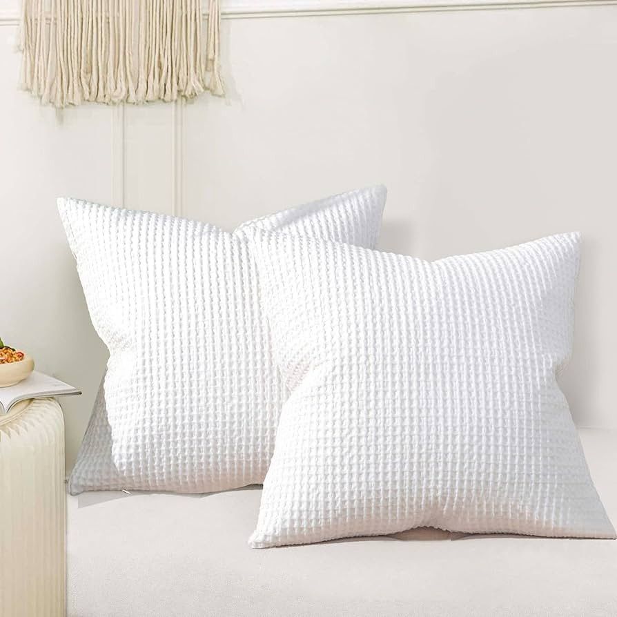 PHF 100% Cotton Waffle Weave Throw Pillow Cover, 24" x 24", Amazon Home Decor Finds Amazon Favorites | Amazon (US)