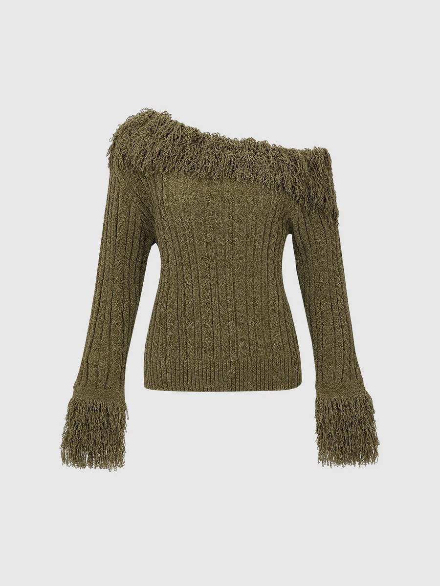 One Shoulder Knitted T-Shirt | Urban Revivo