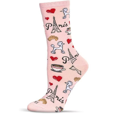 Memoi Women's J'Adore Paris Bamboo Crew Socks Light Pink 9-11 | Target