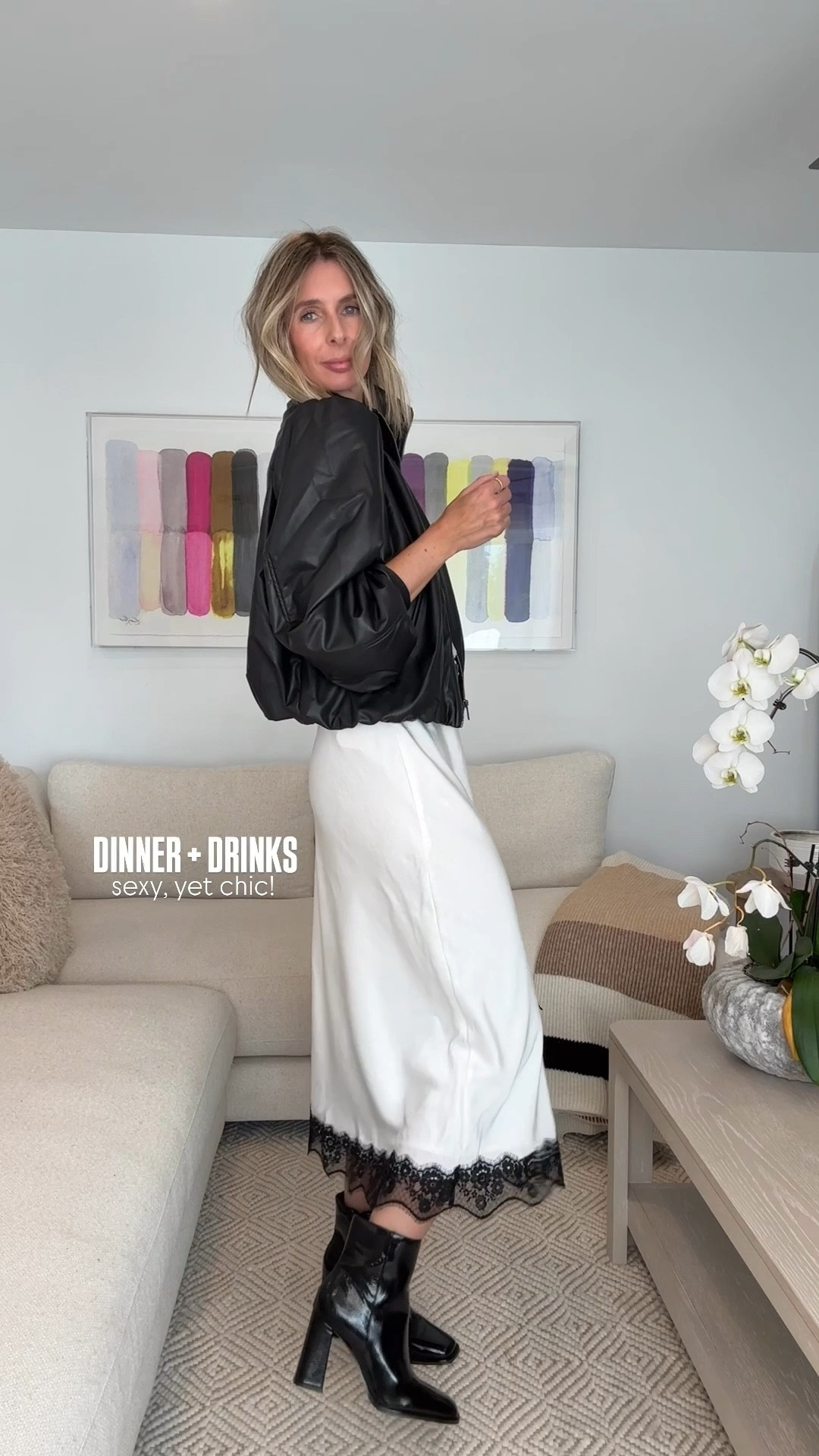 GIRLS CITY TRIP! i had a request for outfit planning for a girls trip to chicago. something to travel in, something for brunch and a spot of shopping, annnnnd something for dinner and drinks. 🍸 

SWEATSHIRT
you guys loved this is blank so bringing it back in cream. wear buttoned or with one more button than you think undone! trust me! wearing the medium. it’s owe generous in size, so if you don’t want it too oversized, stay tts. 

TRACK PANTS - use code laura15 for 15% off! 
obsessed. in love! perfect color for fall. comfy and cool…you know that’s my jam! wearing the medium. they run long fyi. 

DEMIN SET 
i can’t even with this set…. it’s just uber cool! love the double denim. wearing medium top and small pants. 

SATIN/LACE SET
ok, did sienna miller design this set for target?! so cool! loving how the black lace adds a little edge. the tank works perfectly with jeans and the skirt with a chunky knit! sized down to the xs in the skirt and wearing tts small in the top. 

BLACK JACKET
simple and chic. totally digging the puff sleeve. such a steal too! edgy but not too crazy for those who think they can not pull off a leather jacket. with this, you can!! 

girls trip. target finds. target style. fall fashion. weekend outfit. fall style. date night look. girls weekend. girls night. lace top. 

#LTKOver40 #LTKFindsUnder50 #LTKTravel