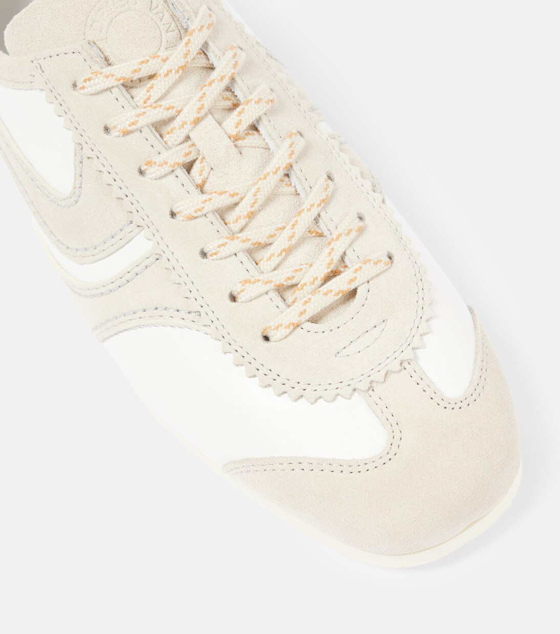 Suede-trimmed leather sneakers | Mytheresa (UK)