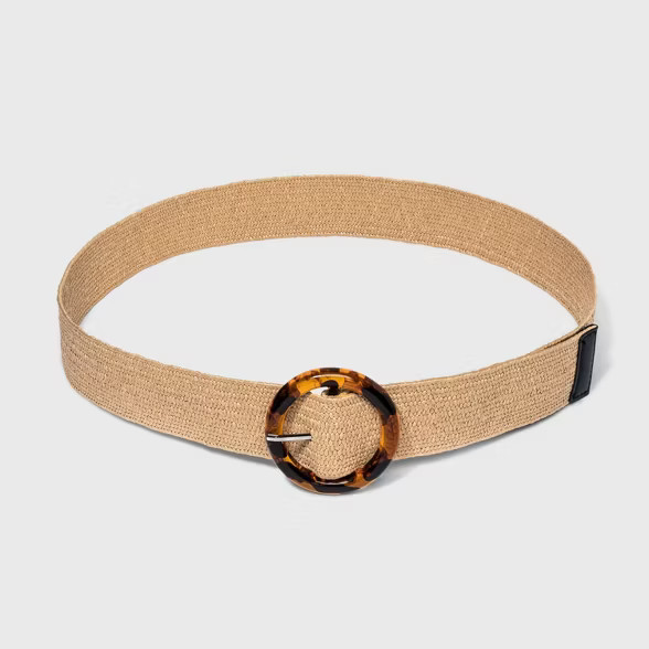 Women's Plus Size Woven Tort Buckle Belt - Ava & Viv™ Natural | Target