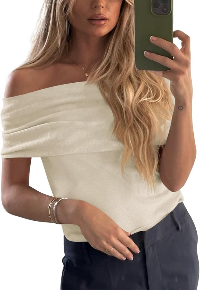 Imily Bela Women's Off The Shoulder Sweaters Casual Knit Sleeveless Summer Y2K Going Out Tops Blo... | Amazon (US)
