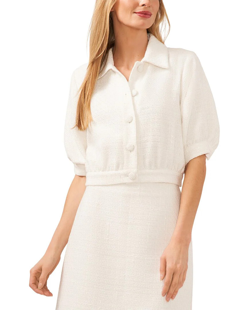 CeCe Puff Short Sleeve Collared Crop Jacket | Shop Simon