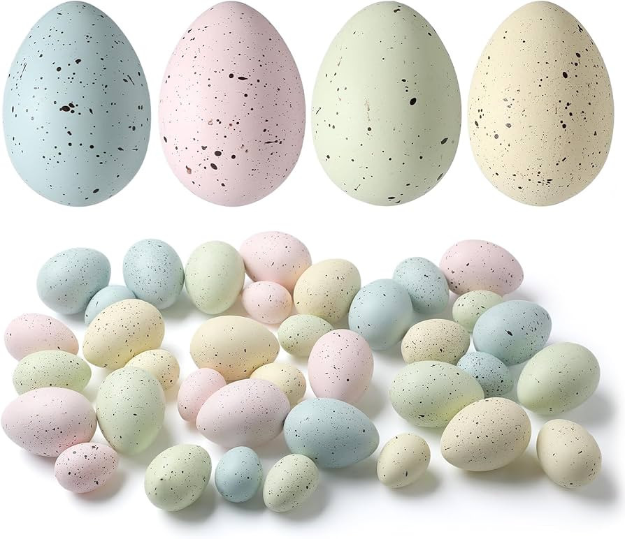 36 Pcs Easter Speckled Eggs Plastic Speckled Eggs Bowl and Vase Filler Faux Chicken Eggs for DIY ... | Amazon (US)