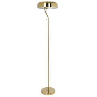 55 in. Gold 1-Light Cylinder Arc Floor Lamp for Living Room with Gold Drum Metal Shade, E26 Bulb Not Included | The Home Depot