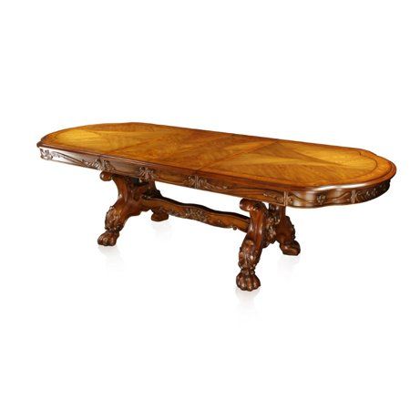 Furniture of America Douglas Extendable Pedestal Dining Table in Antique Oak | Walmart (US)