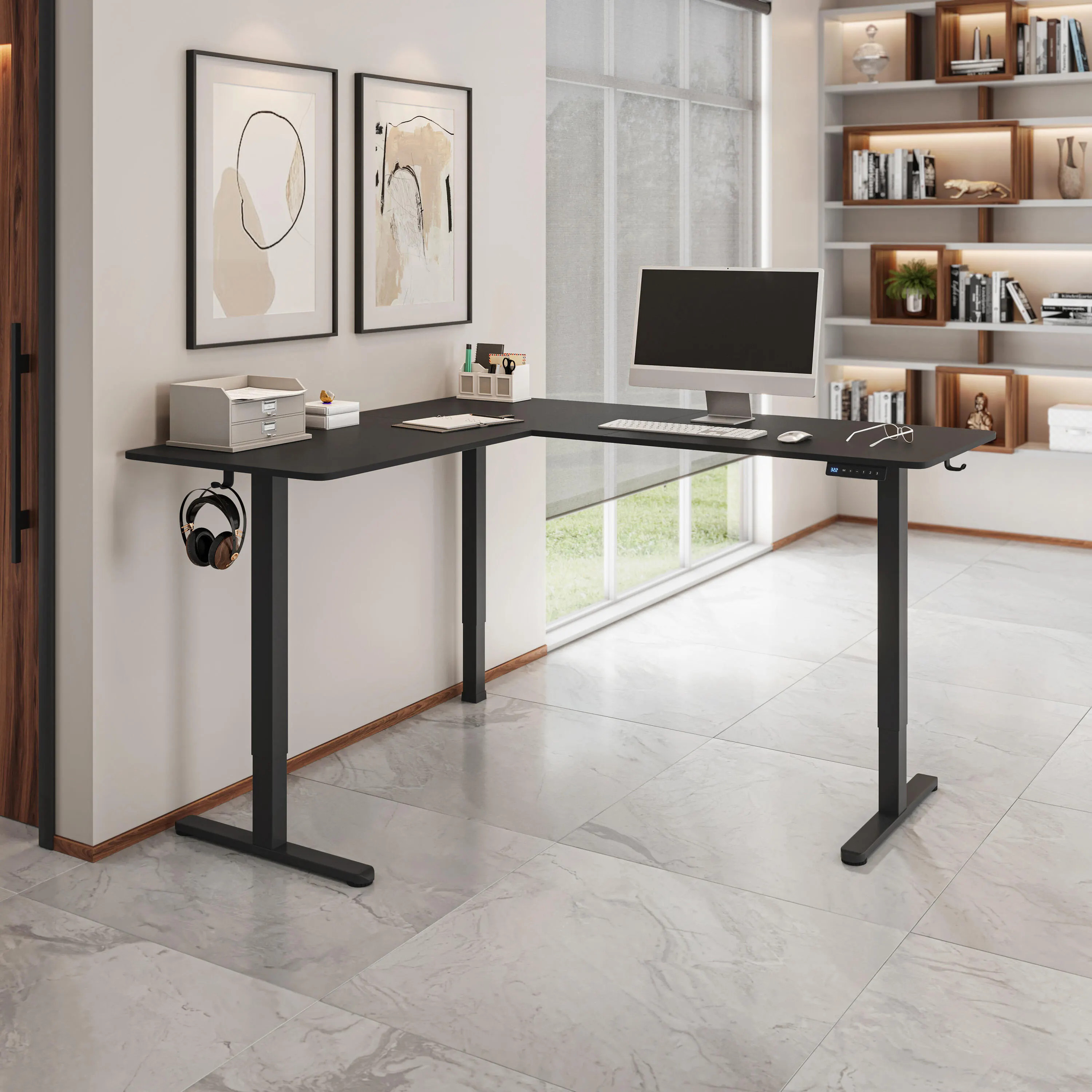 Techni Mobili 63" Standing Home Office Desk, Black | Ashley