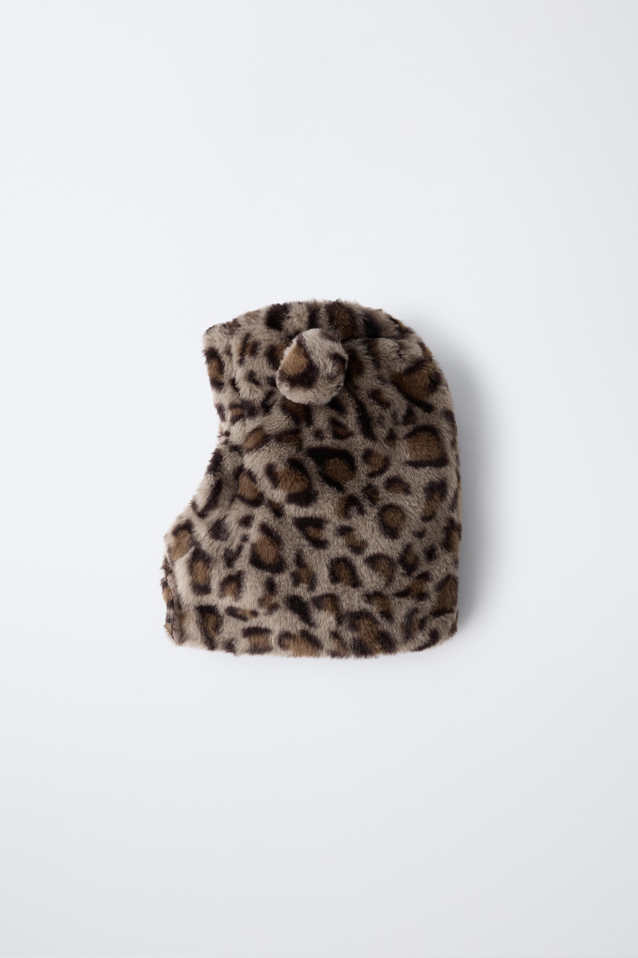 FAUX FUR ANIMAL PRINT EARS HOOD | Zara US