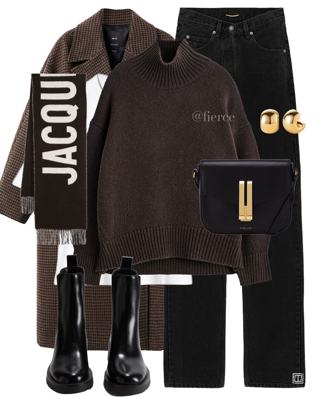 wool coat black jeans black ankle boots brown wool scarf black cross body bag chocolate brown high neck jumper casual weekend outfit  

 #LTKuk #LTKwinter #LTKeurope