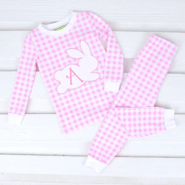 Bunny Hop Pink Check Pajamas | Classic Whimsy