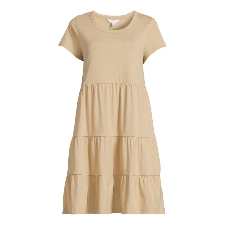 Time and Tru Women's Tiered Knit Dress | Walmart (US)