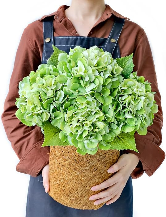 4PCS Real Touch Faux Hydrangea Flowers, 21" Green Latex Silk Flowers for Decoration,Vintage Fake ... | Amazon (US)