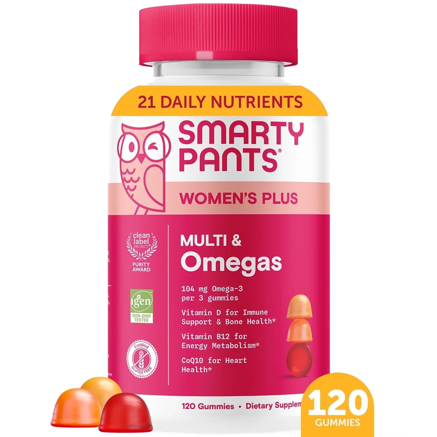 SmartyPants Women's Plus Multi & Omega-3 Gummies, Improved Formula, 50% Less Sugar, 120 Ct - Walm... | Walmart (US)