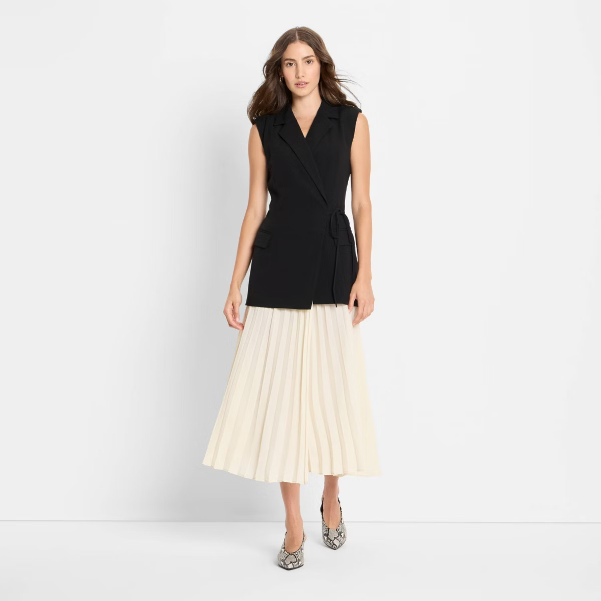 Women's Pleated Midi A-Line Dress - Future Collective Black | Target