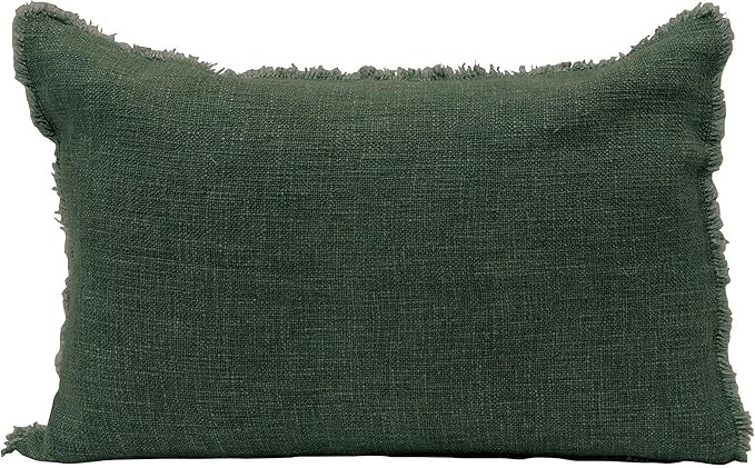 Creative Co-Op 24" L x 16" W Linen Blend w/Frayed Edges, Green Pillows, Multi | Amazon (US)