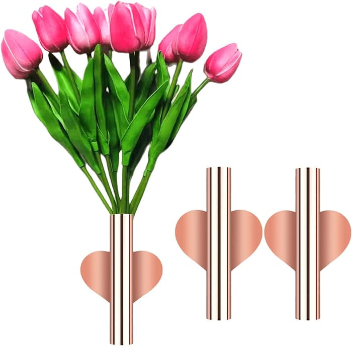 2 Pcs Gold Wall Decor, Plant Wall Vase Metal Tube Decoration Holder Used to Display Dried Flowers... | Amazon (US)