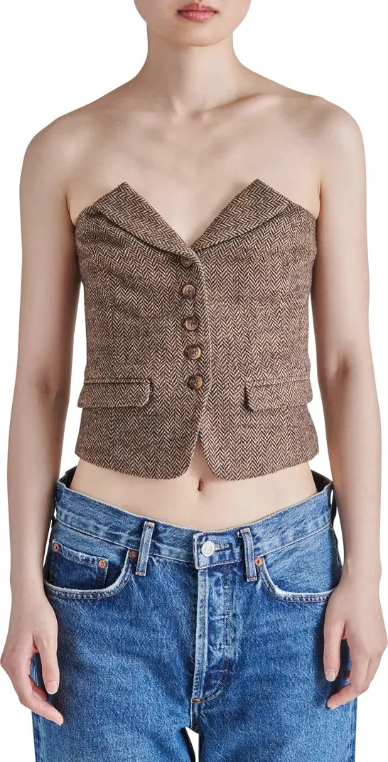 Steve Madden Adare Strapless Herringbone Corset Top | Nordstrom | Nordstrom