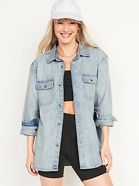 Gender-Neutral Long-Sleeve Jean Workwear Shirt for Adults | Old Navy (US)
