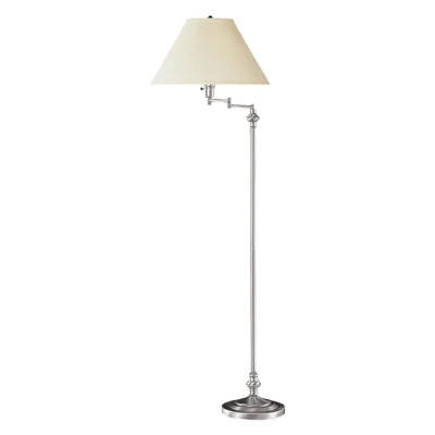 59" Nickel Swing Arm Floor Lamp With Beige Fabric Empire Shade | Wayfair North America