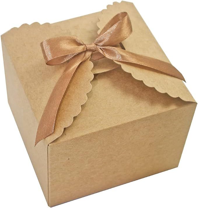 Brown Gift Box for Presents, 10 Pack Small Empty Kraft Gift Boxes with Ribbon For Packaging Candy... | Amazon (US)