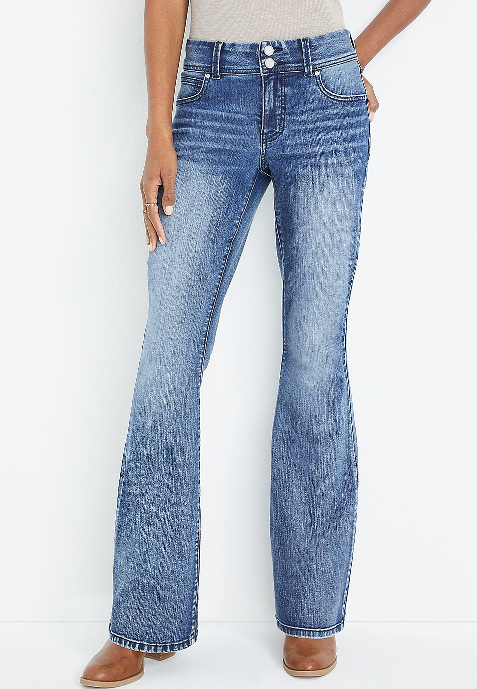 m jeans by maurices™ Everflex™ Flare Mid Rise Jean | Maurices