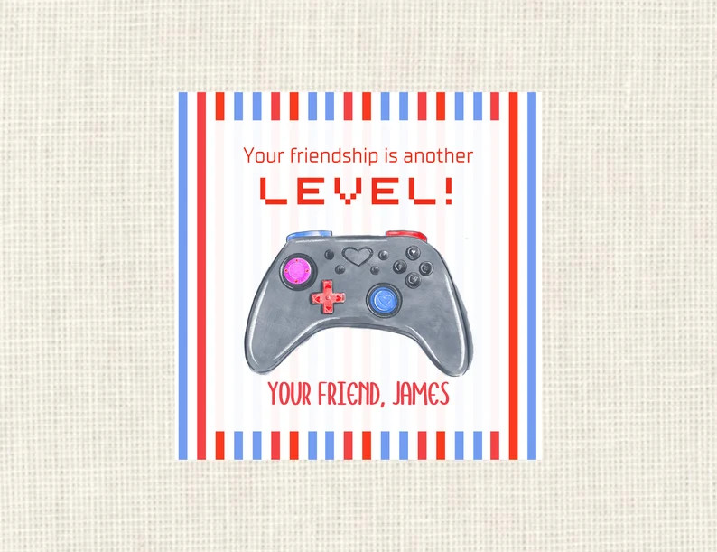 Valentine Class Tags or Stickers Gamer, Watercolor, Printed / Set of 25 | Etsy (US)