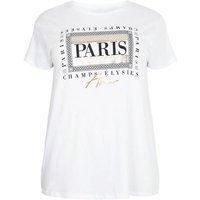 Curves White Paris Metallic Box Slogan T-Shirt New Look | New Look (UK)