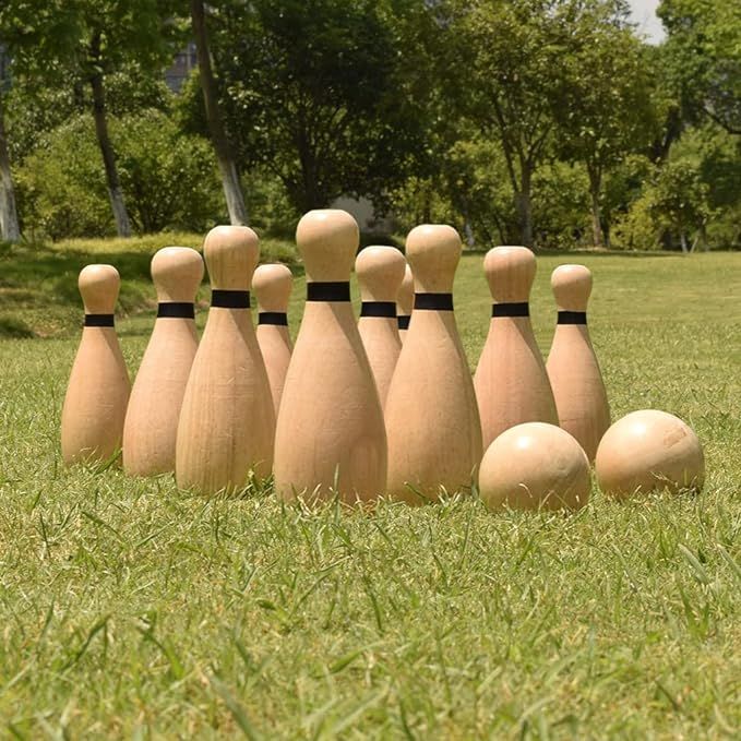 NI-ROU Outdoor Giant Lawn Bowling Games Rubber Wooden Lawn Set Fun Sports Games Outside or Indoor... | Amazon (US)