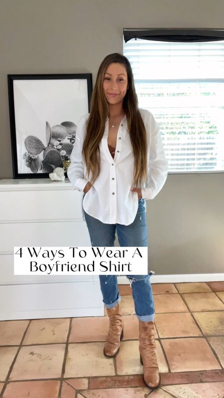 Made with 100% cotton and it’s soo comfortable! I’m wearing a sz m but if you want more of an oversized look go up 2 sizes 💛 #boyfriendshirt #loungewear #oversizedshirt

#LTKstyletip #LTKunder50 #LTKSeasonal