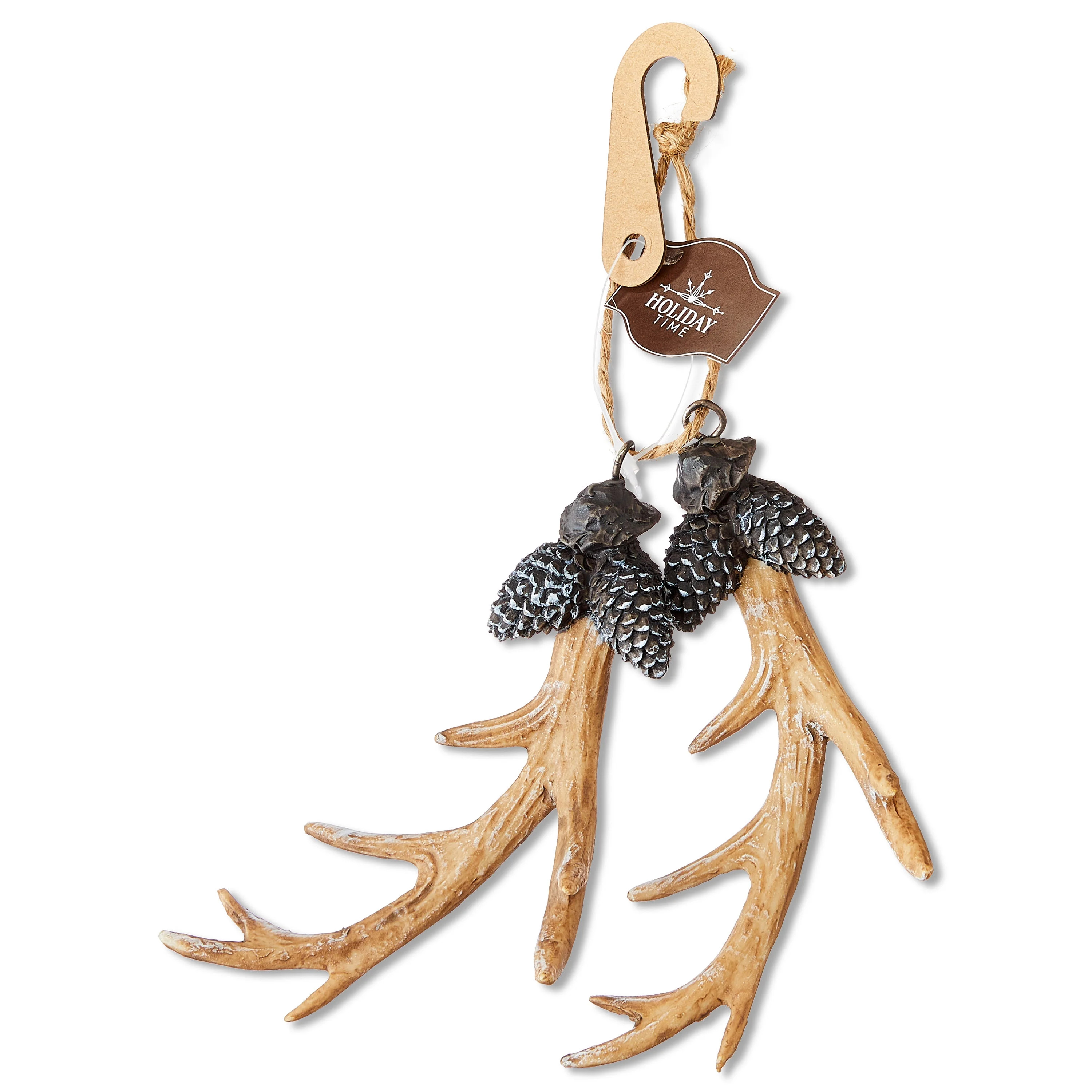 Brown Resin Deer Antlers Christmas Ornament, Cabin Chic Theme, 5", by Holiday Time | Walmart (US)