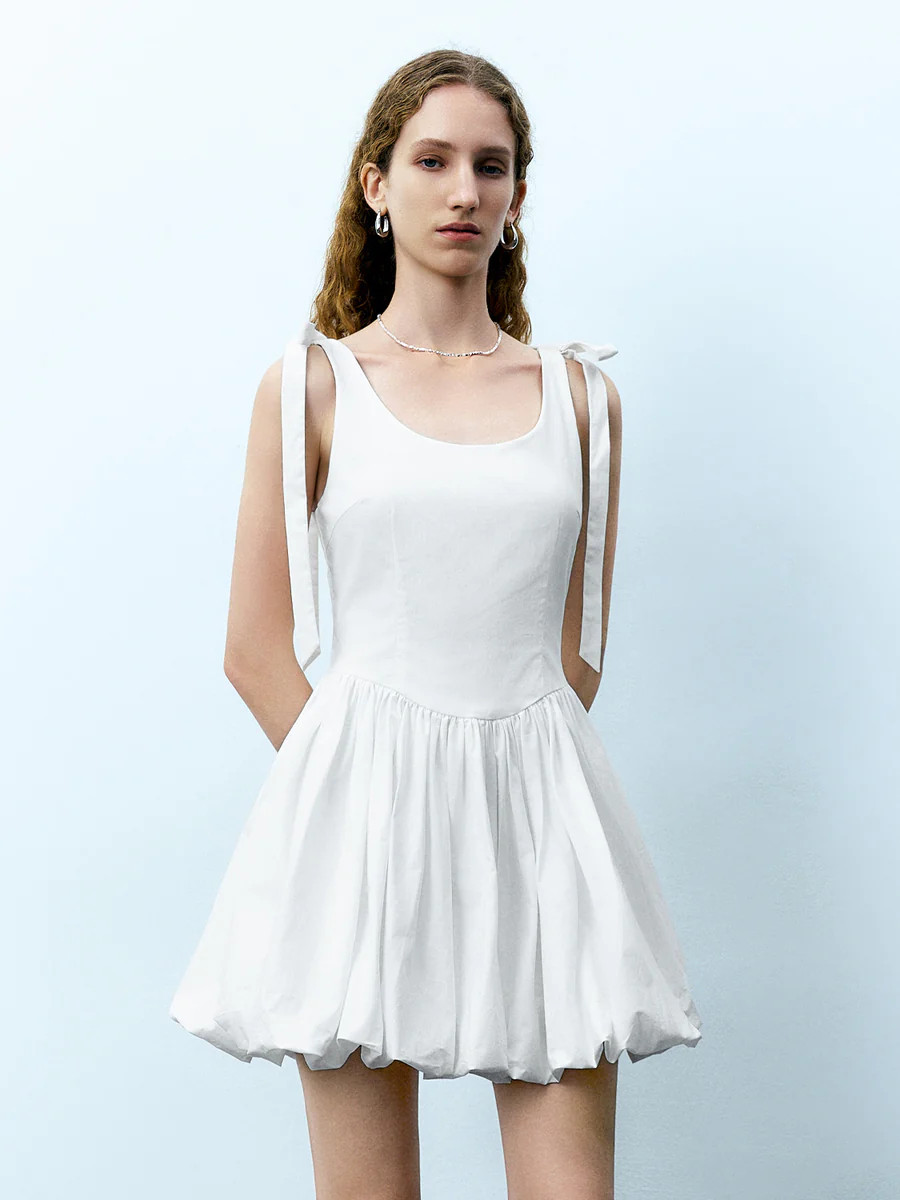 Bubble Hem U Neck A-Line Dress | Urban Revivo