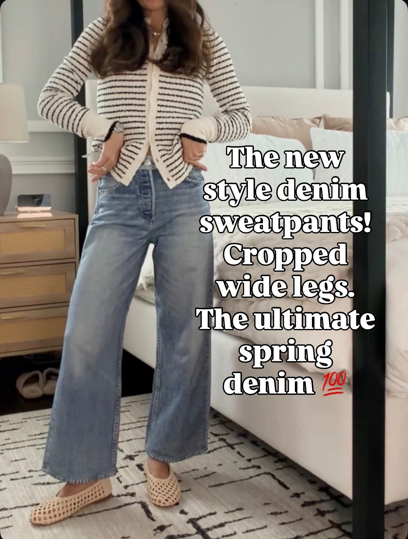 The VIRAL denim sweatpants. Now in a cropped wide leg for spring 🙌🏻 size down 1-2 sizes. I’m wearing a 23 

#LTKgrwm #LTKOver40 #LTKSeasonal