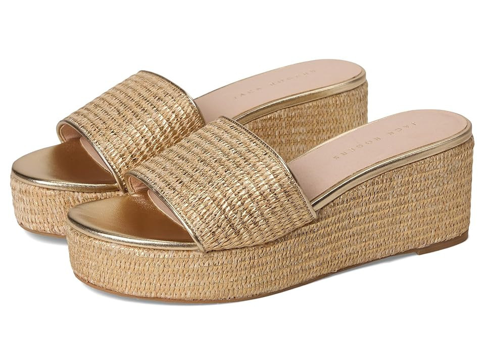 Jack Rogers Bay Mid-Wedge Women's Wedge Shoes Gold : 7.5 M, Textile | Zappos