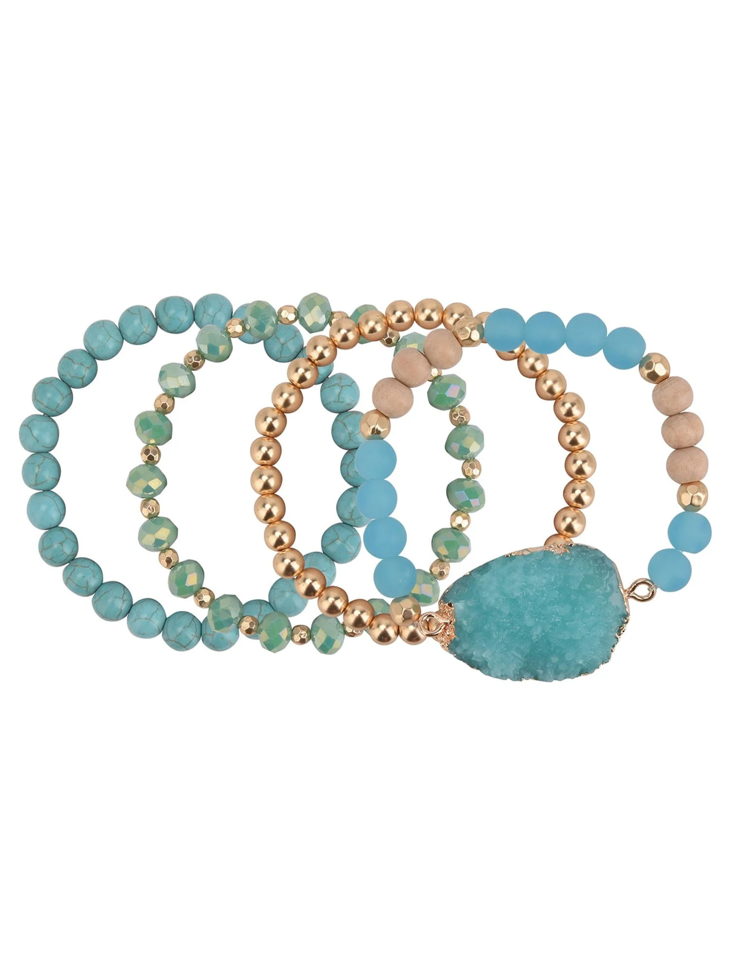 The Pioneer Woman - Women's Jewelry, Soft Gold-tone Bracelet Set with Resin Druzy and Semi-Precio... | Walmart (US)