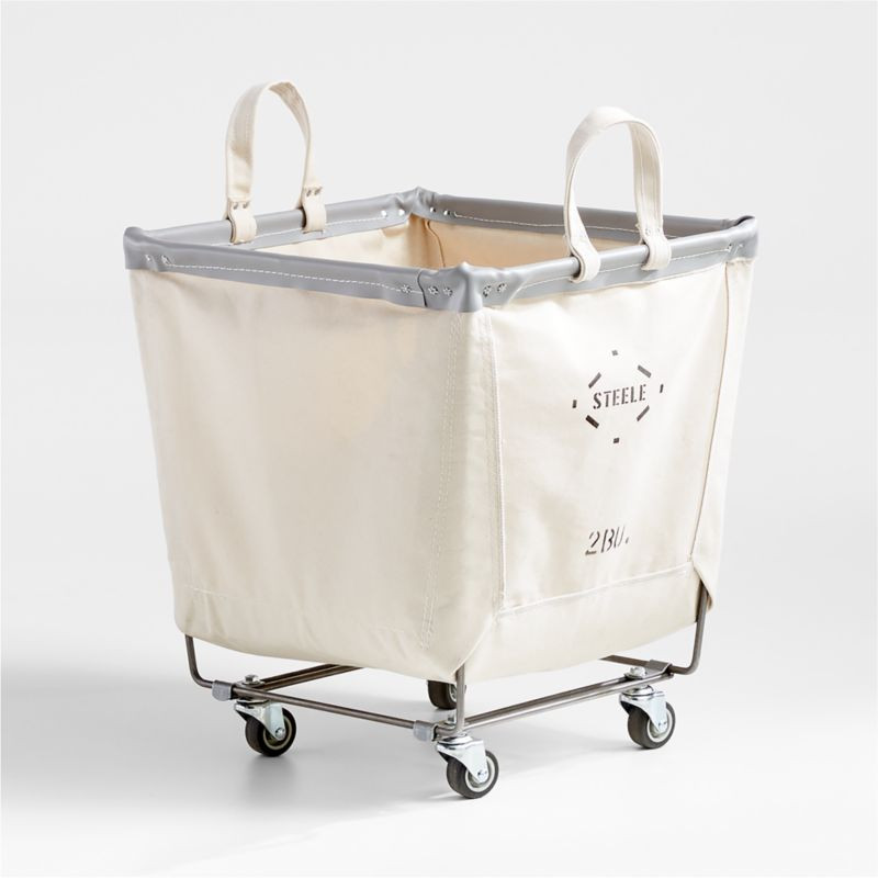 Steele Canvas 2-Bushel Square Rolling Laundry Hamper + Reviews | Crate & Barrel | Crate & Barrel
