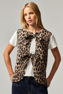 Damson Madder Tilly Leopard Print Gilet Jacket UK 6 at Urban Outfitters | Urban Outfitters UK