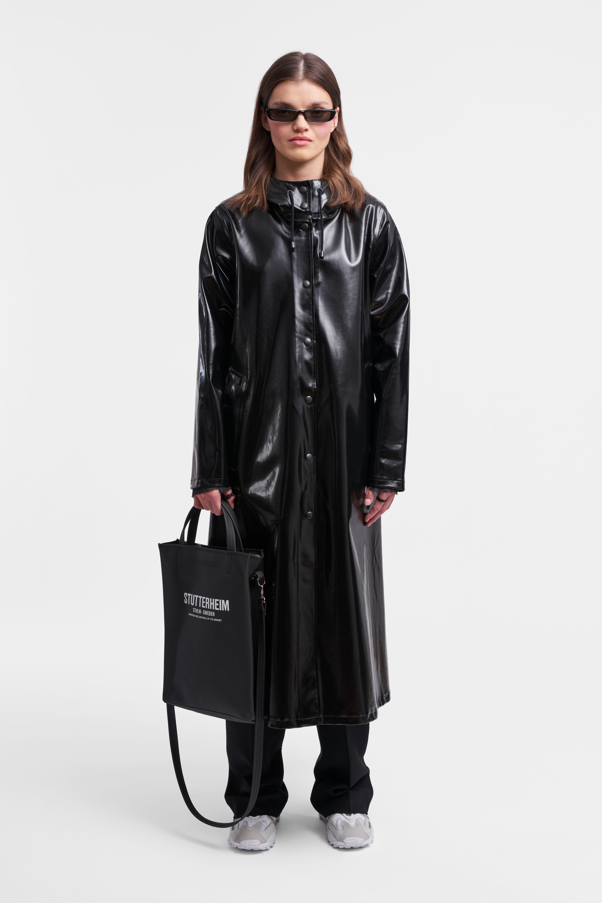 Mosebacke Long Print Opal Raincoat Black  | STUTTERHEIM US | Stutterheim